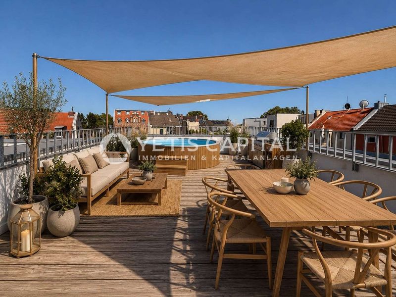 NEU: PENTHOUSE-MAISONETTE MIT ZWEI TERRASSEN, VIEL RUHE, MITTEN IM STADTLEBEN +PROVISIONSFREI+